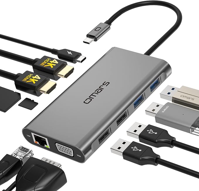 USB C Laptop Docking Station Dual Monitor HDMI by Omars
