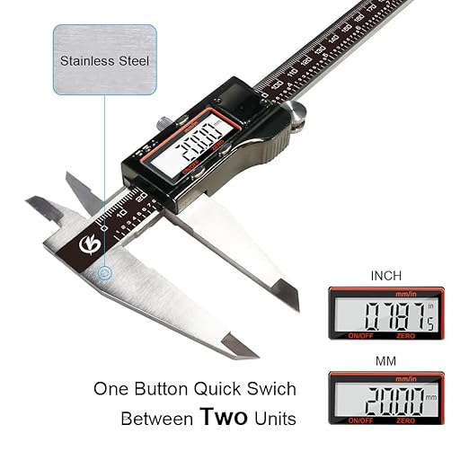 KETOTEK Digital Caliper 8" Electronic Caliper IP54 Splash Proof, Measuring Tool - Image 3