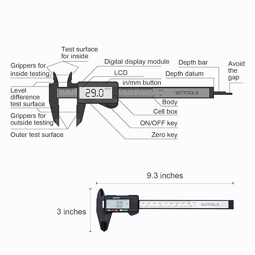 SCITOOLS Digital Caliper 0-6" Measuring Tool, Micrometer Caliper - Image 7