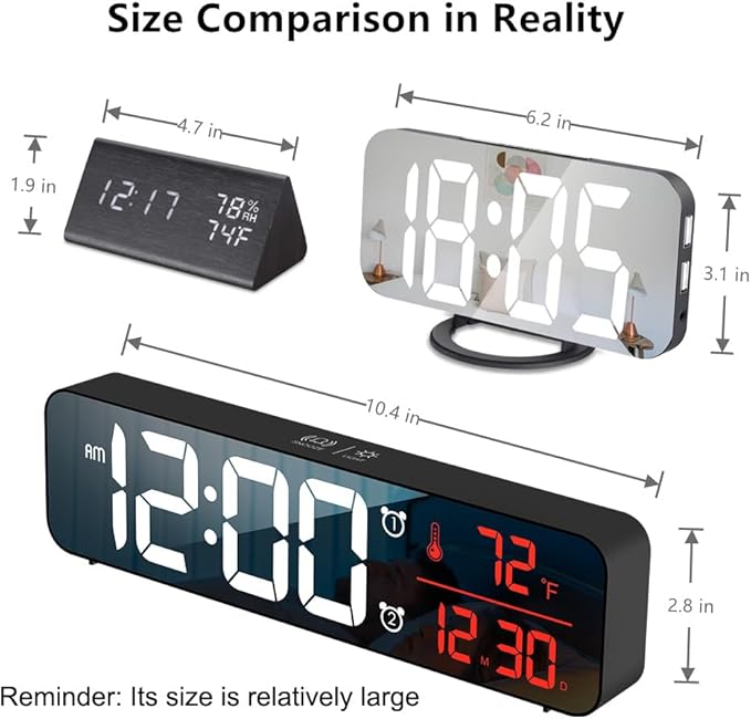 Hournor Digital Clock for Bedroom, Digital Wall Clock for Living Room Decor - Image 6