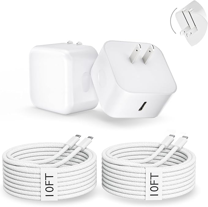 2 Pack Fast Charger iPhone 17/16/15, 40W USB C Dynamic Apple Adapter by Blduzn