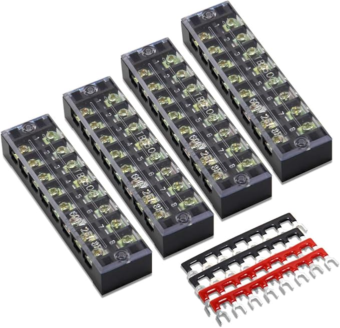 MILAPEAK 8pcs 8 Positions Dual Row 600V 25A Screw Terminal Strip Blocks by MILAPEAK