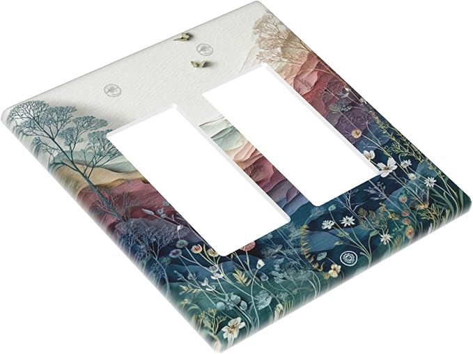 Bvtewkhz Wildflowers Rustic Flowers Floral Plants 2 Gang Double Rocker Wall - Image 3