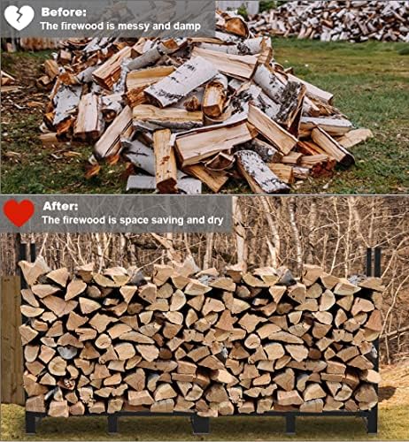 8ft firewood rack outdoor adjustable heavy duty wood showing dimensions