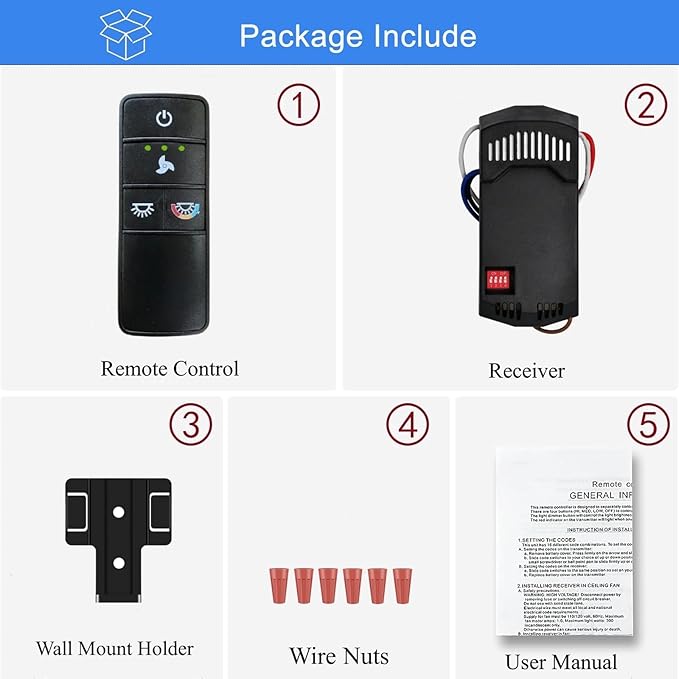 A25-TX028C Universal 3-Speed Ceiling Fan Remote Control Kit Replacement - Image 4