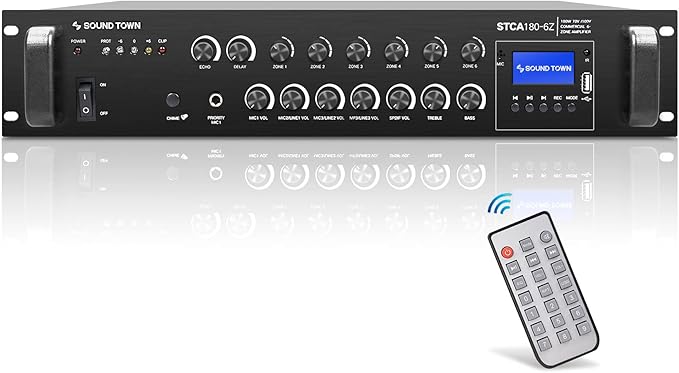 Sound Town Commercial Restaurant Bluetooth Amplifier + Surface-Mount Speaker Set - Image 2