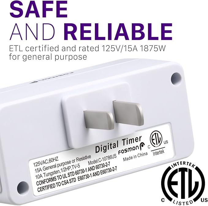 Fosmon 7 Day Digital Timers for Electrical Outlets, Indoor Plug-in Light Timers - Image 7