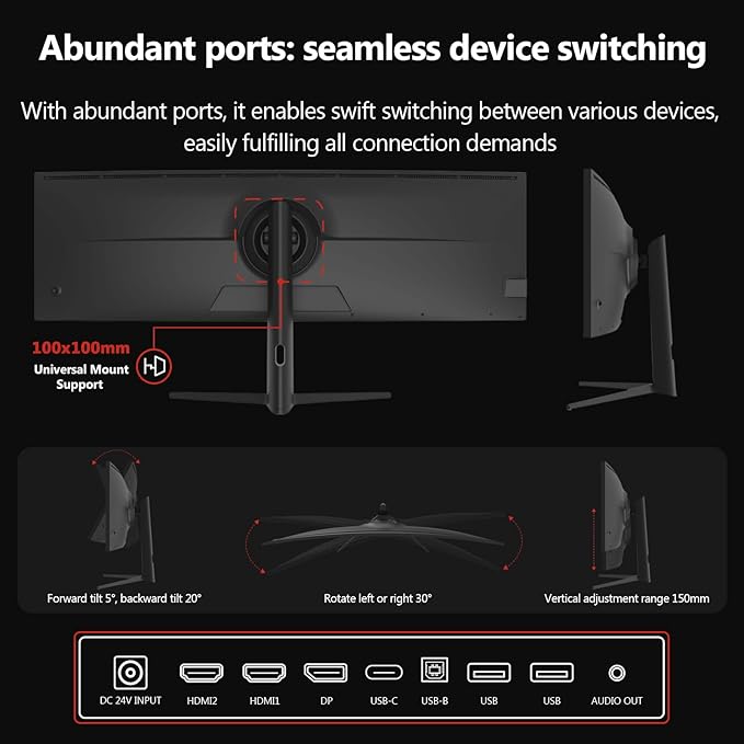 5K Monitor, Z-Edge 49 inch IPS Curved Gaming Monitor, DQHD 5120x1440 Computer - Image 6