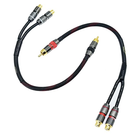 Arklove 1ft Shielded RCA Splitter Subwoofer Stereo Audio Video Cable 1 Male to by Arklove