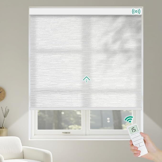 Kilonity Motorized Roller Shades, Light Filtering Remote Control Custom Window by Unknown
