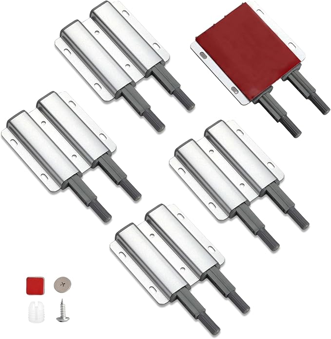 Double Push to Open Door Latch, 5 Pack Magnetic Push Latches, Adhesive Heavy by Redunest