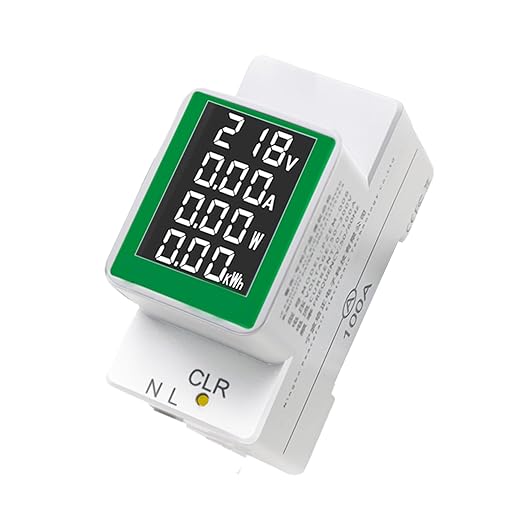 AC 50-300V 100A Multi Function Voltage Amperage Power Meter, Din Rail LCD by MORNINGGROUP