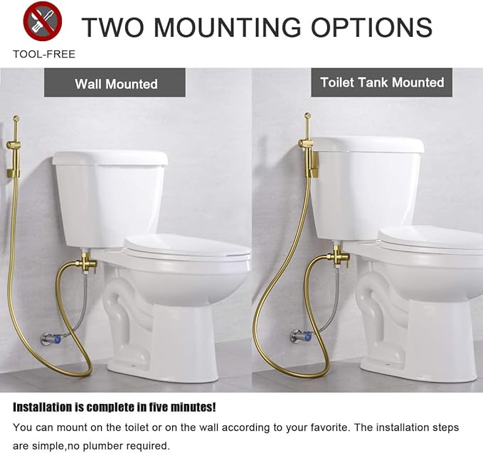 Handheld Bidet Toilet Sprayer, Brass Hand Held Bidet Attachment Cloth Diaper - Image 5