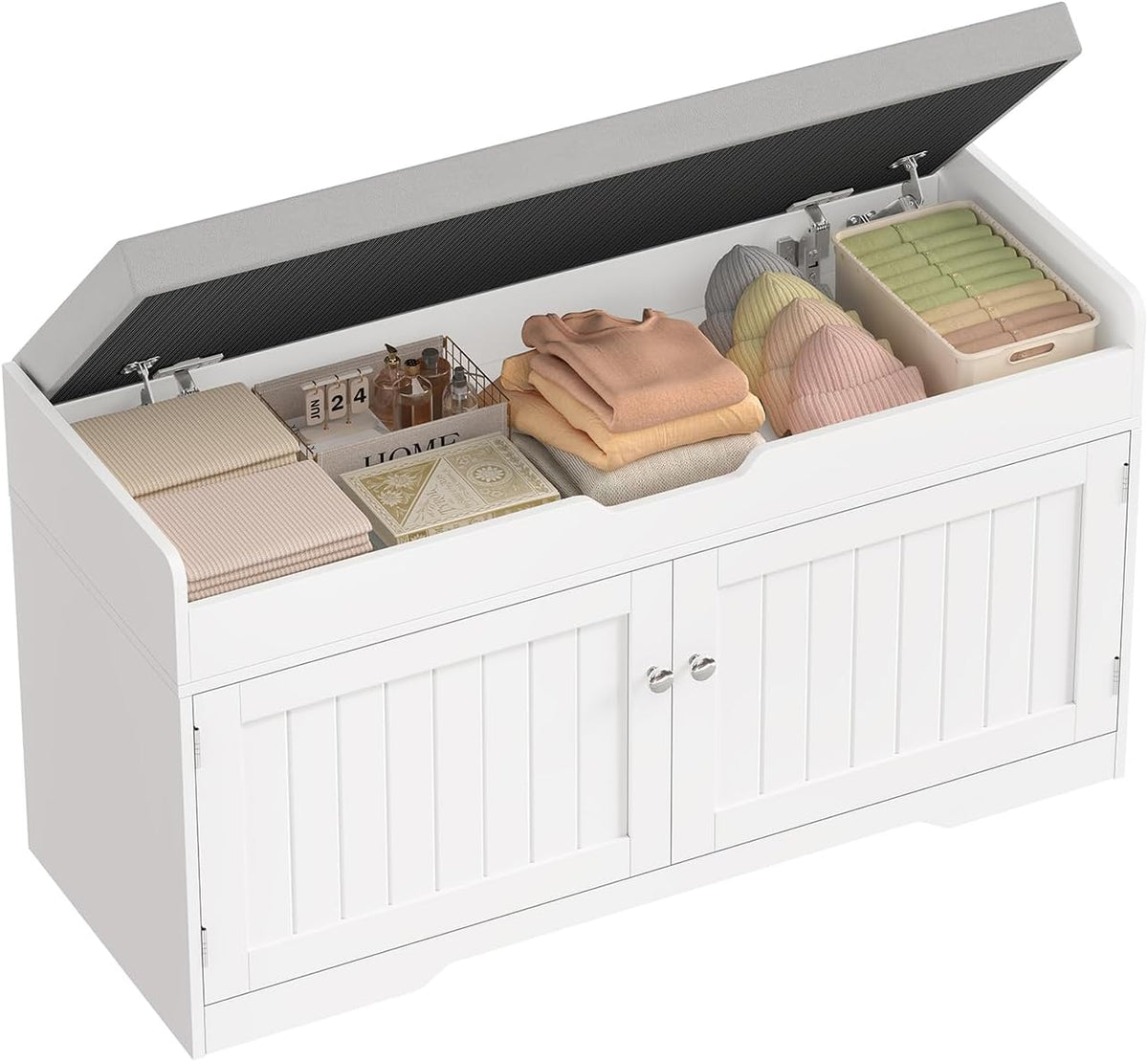 usikey shoe bench with lift top storage, entryway shown in use