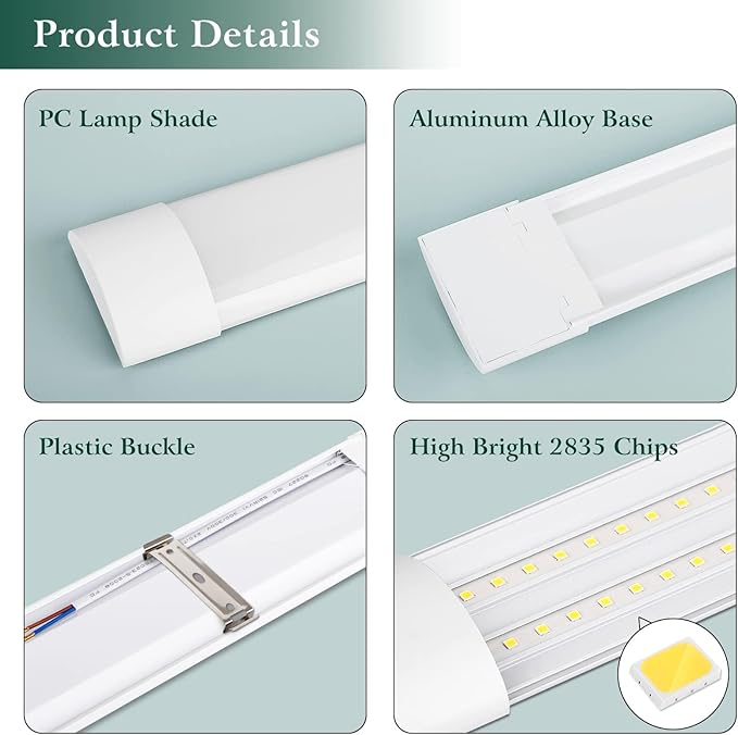 colmeguna 1 Packs 4FT LED Batten Light, Ultra-Thin Slim Ceiling Surface Mounted - Image 4