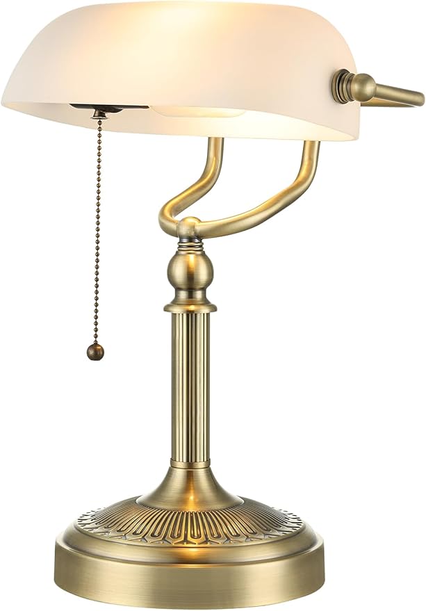 Newrays Glass Bankers Desk Lamp by Newrays