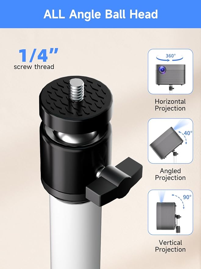 suptek Exdentable 63.9" Projector Stand 360°Swivel, Height Adjustable - Image 4