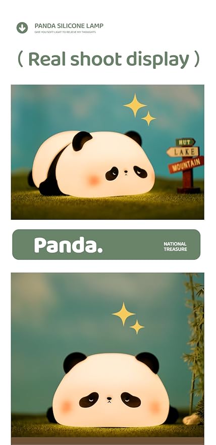 ATSUI Cute Panda Night Light, LED Squishy Novelty Animal Night Lamp, Food Grade - Image 7