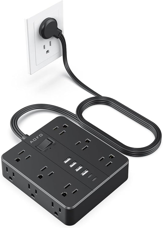 Flat Plug Power Strip, AOFO 5 Ft Extension Cord by AOFO