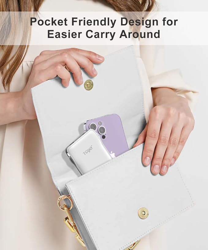 TG90° 10000mAh Power Bank Built-in Cables, Pocket Size USB C Portable Charger - Image 6
