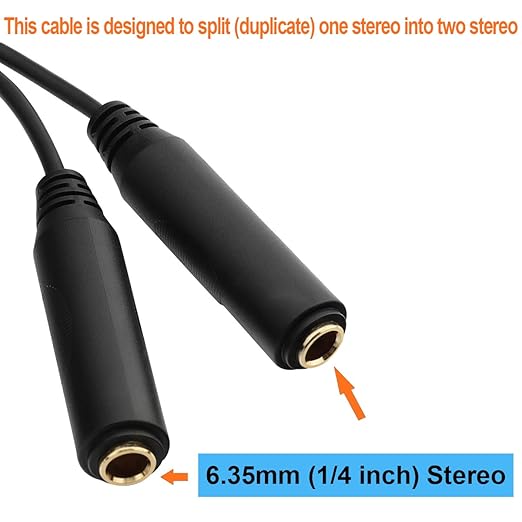 TISINO 6.35mm Jack Splitter Cable, Headphone Splitter Cable, Stereo Male to - Image 4