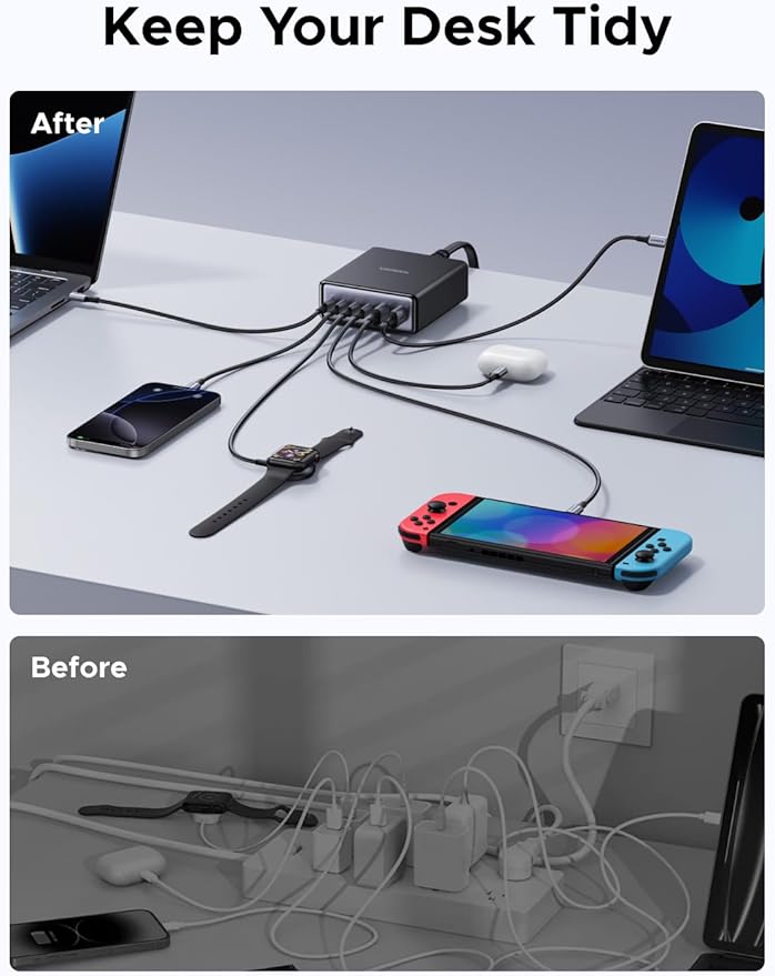 UGREEN 100W USB C Charging Station, 6-Port GaN Desktop Charger - Image 7