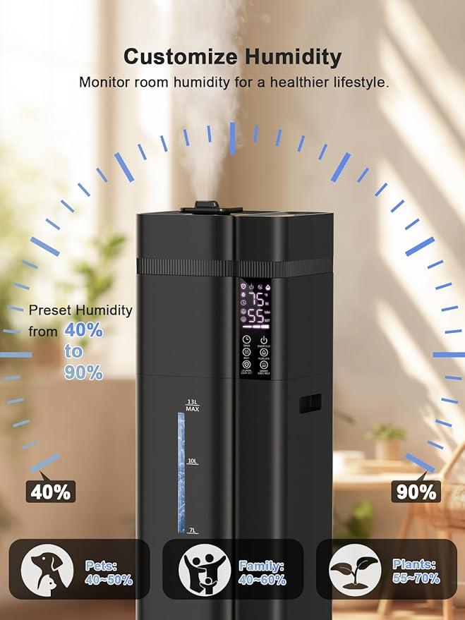 Zeova 13L/3.4Gal Humidifiers for Bedroom, Ultrasonic Warm & Cool Mist - Image 8
