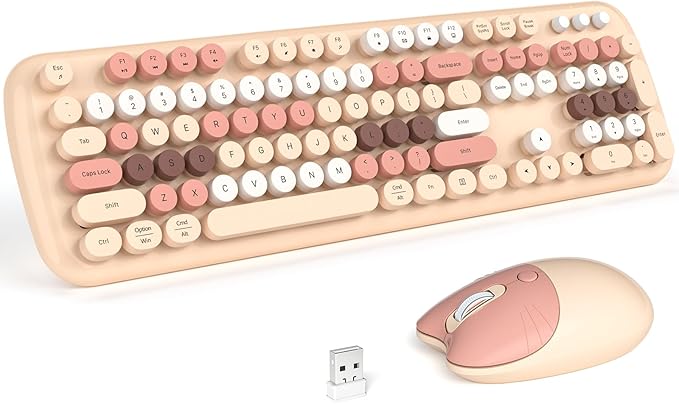 MOFII Wireless Keyboard and Mouse Combo, 2.4G Full-Size Retro Typewriter by MOFII