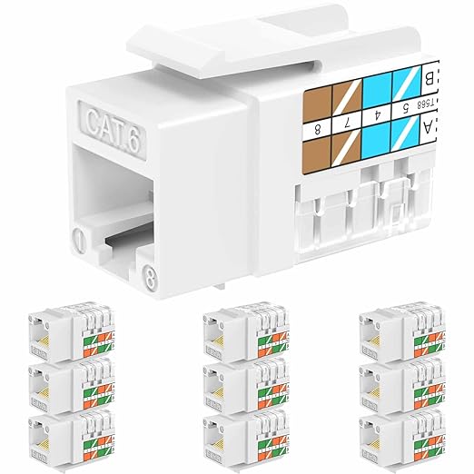Rapink RJ45 Keystone Jack Cat6 10G Support, Keystone Jacks UTP 10 Pack by Rapink