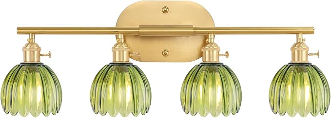 Shenmoyl Bathroom Light Fixtures, 4-Light Brass Vanity Wall Light Over Mirror by Shenmoyl