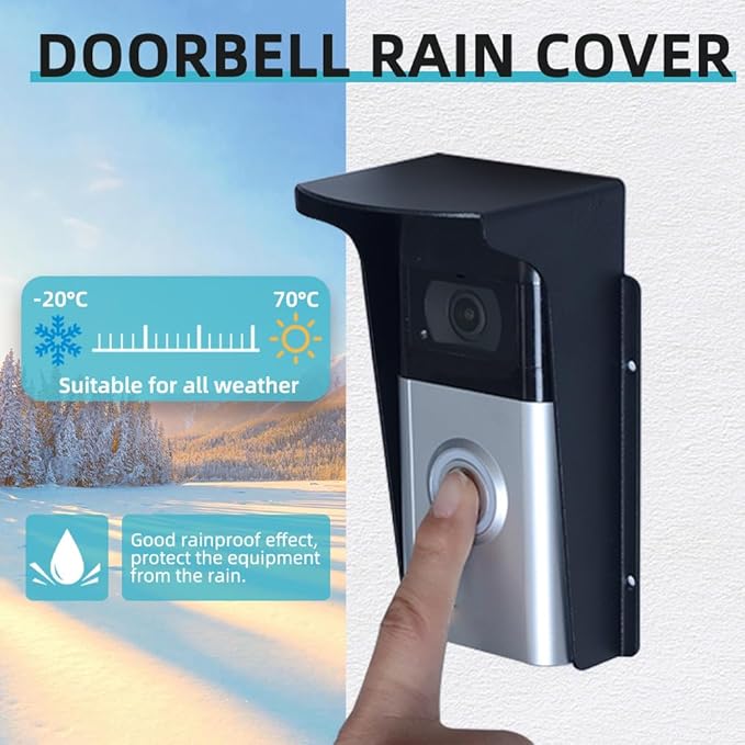 Doorbell Rain Cover Weatherproof, Anti Glare Sun Shade Protection, Fingerprint - Image 4