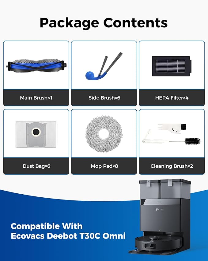 Yivy 27PCS Accessories Kit for Ecovacs Deebot T30C Omni/T30C Omni Gen2 Robot - Image 8