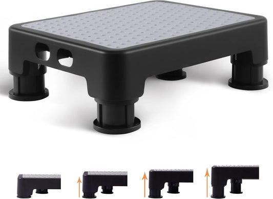 CHIKILLA Adjustable Step Stool for Seniors, 6-Leg Stability, Gray | Non-Slip Rubber Surface, 4 Heights 3.4 To 5.4 Inches, Wide 16.5x12.6 Inch Base, 650lb Heavy Duty