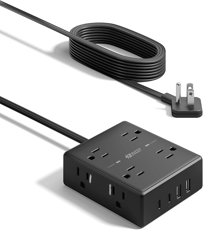 6Ft Extension Cord with Multiple Outlets, Flat Plug Power Strip Surge Protector - Image 9