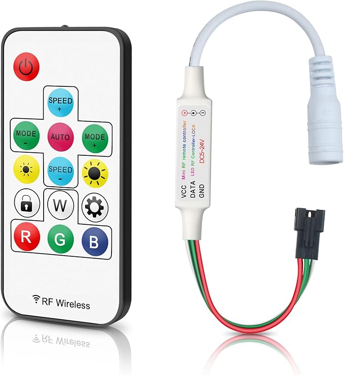 RGBZONE RF 3-PIN LED Controller, RF Wireless Remote Control, DC 5V/12V/24V Mini by RGBZONE