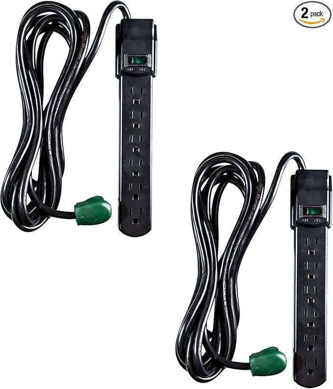 GoGreen Power Inc. 6 Outlet Surge Protector, 12FT Cord, 2 Pack by Unknown