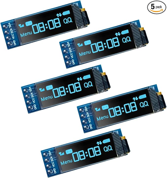 Hosyond 5 Pcs 0.91 Inch I2C IIC OLED Display Module OLED Screen DC 3.3V~5V by Hosyond