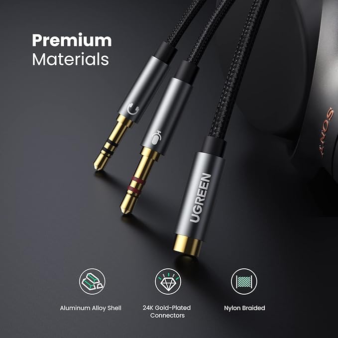UGREEN Headphone Splitter for Computer 3.5mm Female to 2 Dual 3.5mm Male - Image 7