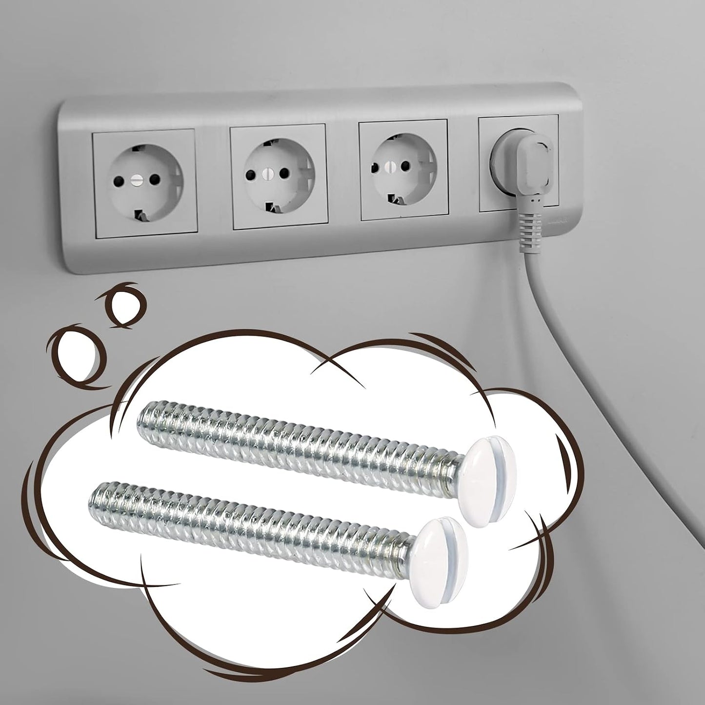 AIEX Long 6-32 Thread White Wall Plate Screws Outlet Cover Screws Switch Cover Screws Replacement (35Pcs, 1.2Inch, White)