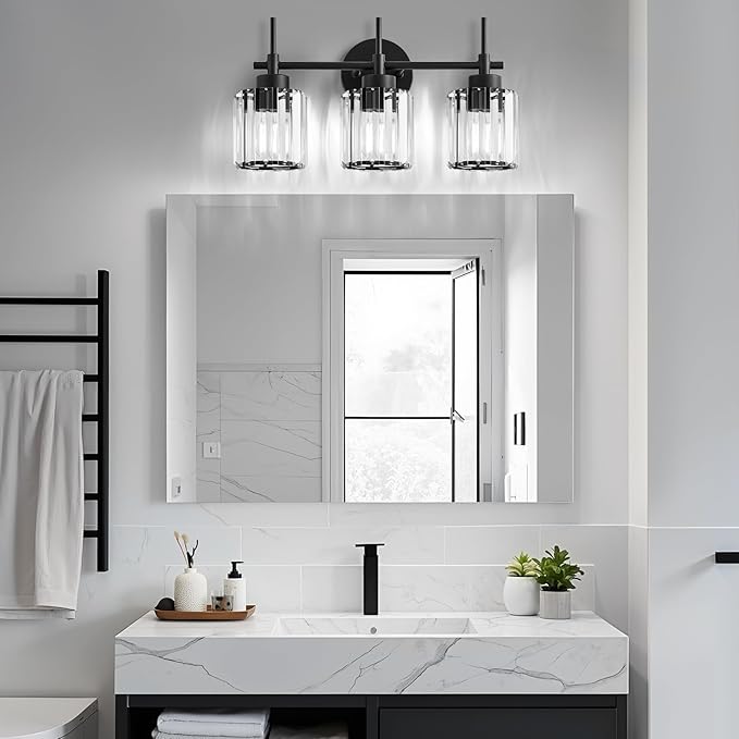 EJIAXIN 3 Light Crystal Vanity Light, Bathroom Lighting Fixtures Over Mirror - Image 8