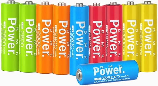 DMK POWER Rechargeable High Capacity Batteries 1.2V NiMH Low Self Discharge) by DMK+POWER