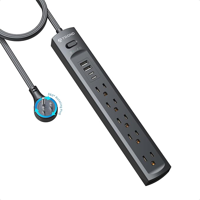 TROND 360° Rotating Plug Surge Protector Power Strip, 2 USB C and 2 USB A by TRONDOfficial