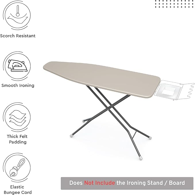 Encasa XO Ironing Board Cover and Pad 54"x18" - 4mm Felt X-Large Iron Board - Image 2