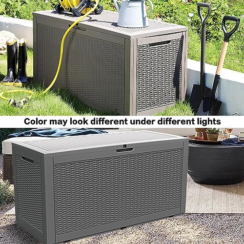 modern-depo 100 gallon deck box waterproof outdoor storage shown in use