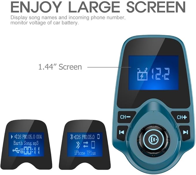 Nulaxy Bluetooth Car FM Transmitter Audio Adapter Receiver Wireless Handsfree - Image 3