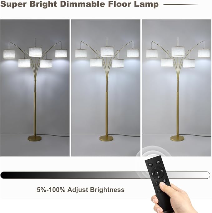 Fansdrick Gold Floor Lamps for Living Room, 4000LM Super Bright Arc Floor Lamp - Image 7