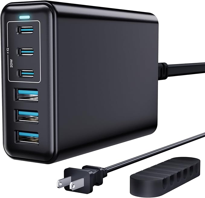 USB C Fast Charger, 105W GaN 6-Port Desktop USB Charging Station Hub, USB C by Nexwell