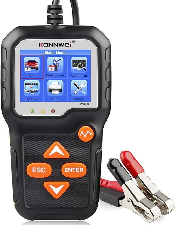 KONNWEI KW650 6V 12V Car Battery Tester, 100-2000 CCA Battery Load Tester by KONNWEI