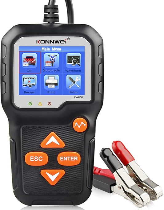 KONNWEI KW650 6V 12V Car Battery Tester, 100-2000 CCA Battery Load Tester by KONNWEI