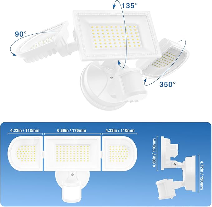 SZPOWER 150W Motion Sensor Lights Outdoor - Image 3